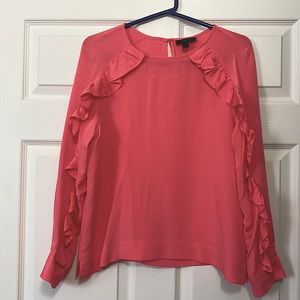 J. Crew ruffle blouse in punch.
